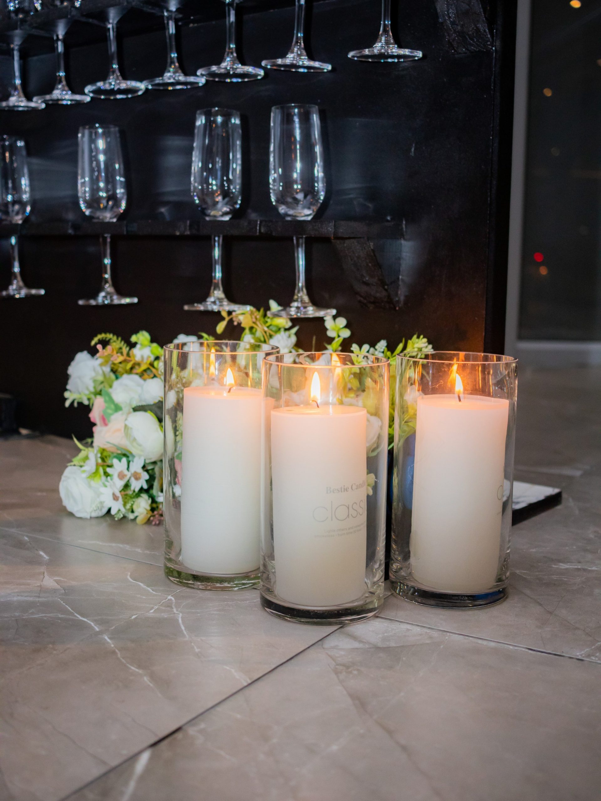 Candle and glass styling